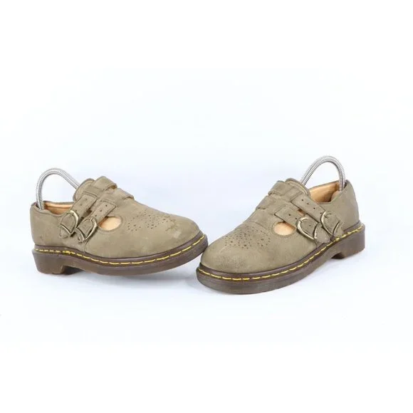 Dr Martens 90s 8345 Vtg Y2K England beige green platform shoes UK7 US approx 9 Dr Martens Dms 8390 Vintage England Quad Double Sole  main image 3